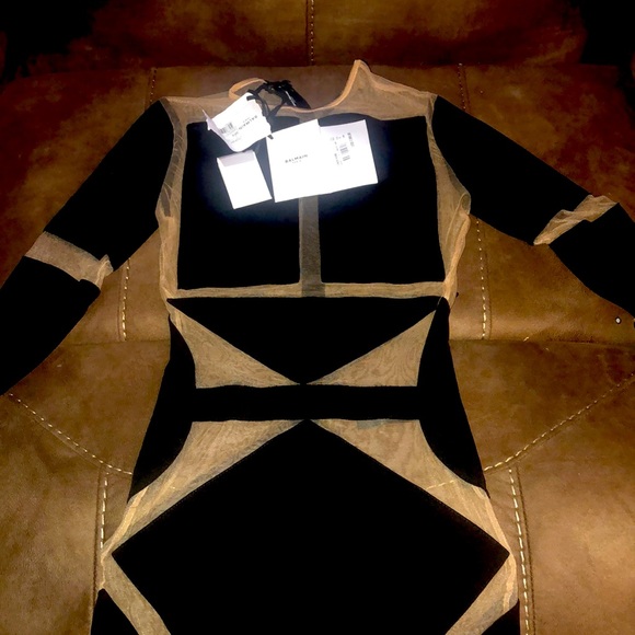 Balmain Short Lady Tulle Insert Knit color Ops - Picture 1 of 3